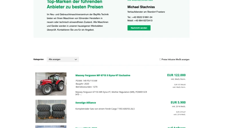 A screenshot of baywa-technik.at