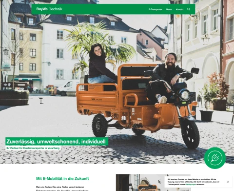 Una captura de pantalla de E-tuktuk.at