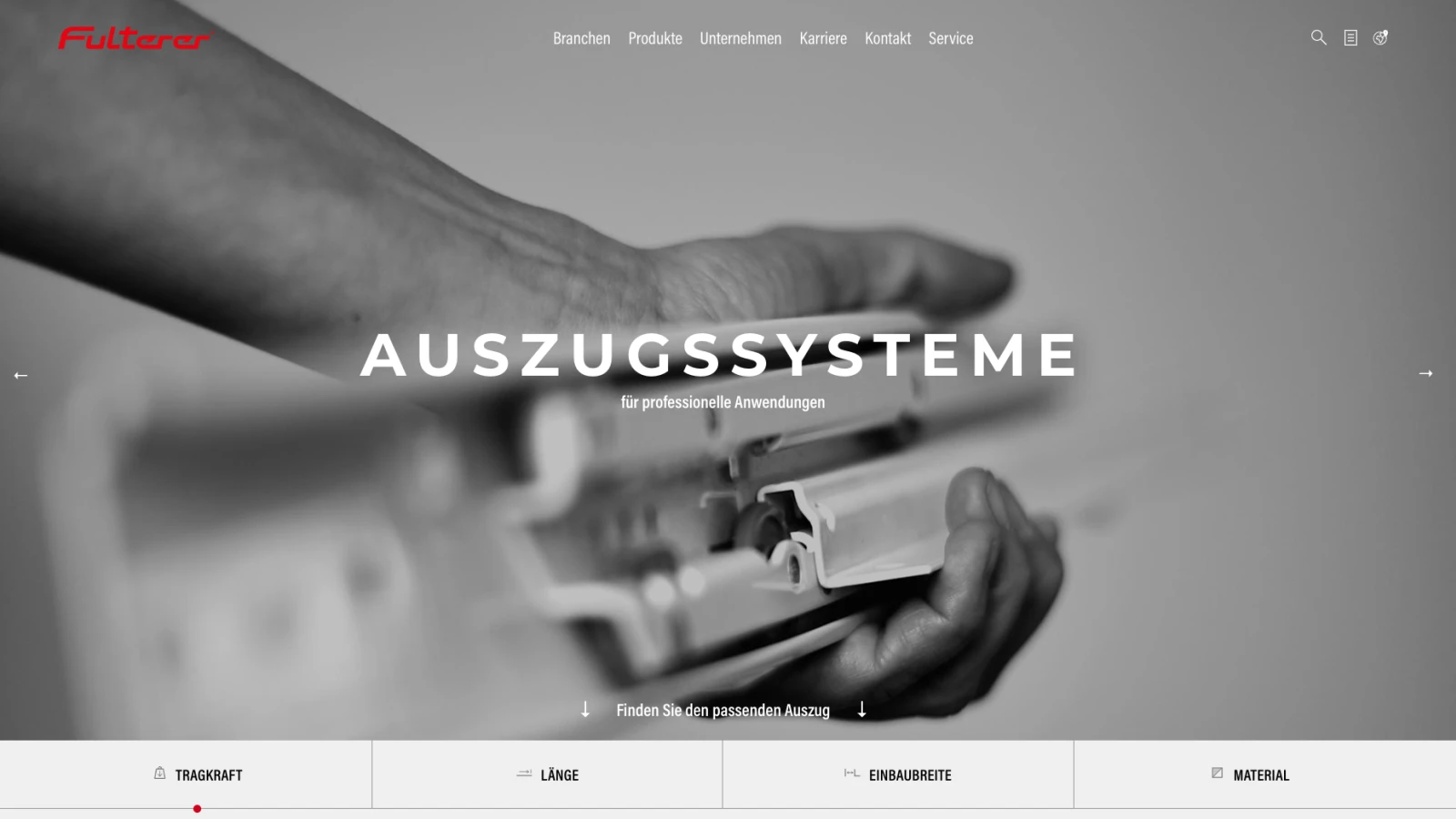 Ein Screenshot von Fulterer.com – Relaunch der Corporate Website