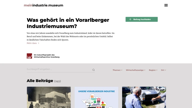 A screenshot of meinindustrie.museum