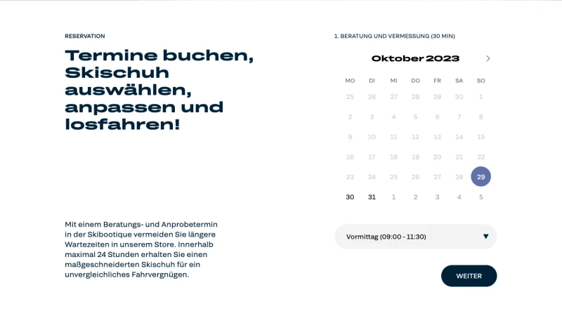 Ein Screenshot von Skibootique.at