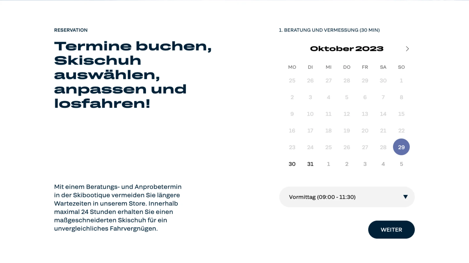 Ein Screenshot von Skibootique.at