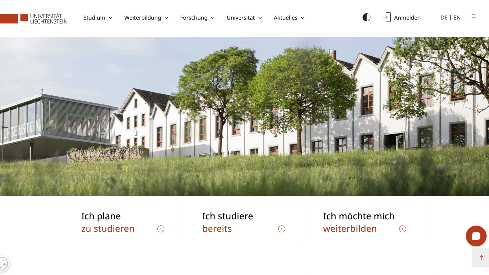 Ein Screenshot von Universität Liechtenstein