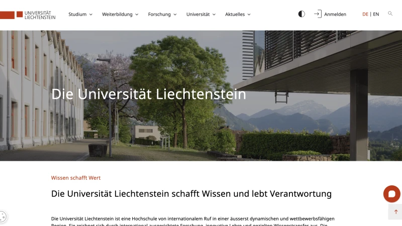 Ein Screenshot von Universität Liechtenstein